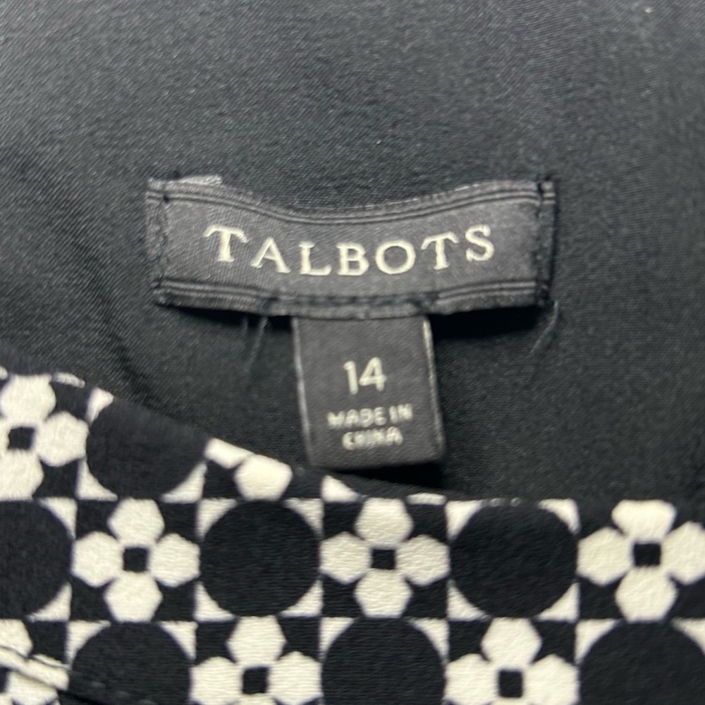 NWOT Talbots Black & White Checkered Flutter Sleeve Fit & Flare Dress Size 14 - Picture 11 of 16